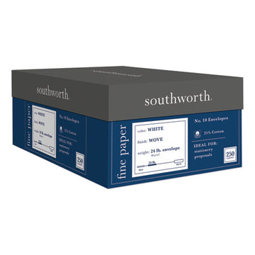 Southworth® 25% Cotton #10 Business Envelope, #10, Commercial Flap, Gummed Closure, 4.13 X 9.5, White, 250-box freeshipping - TVN Wholesale